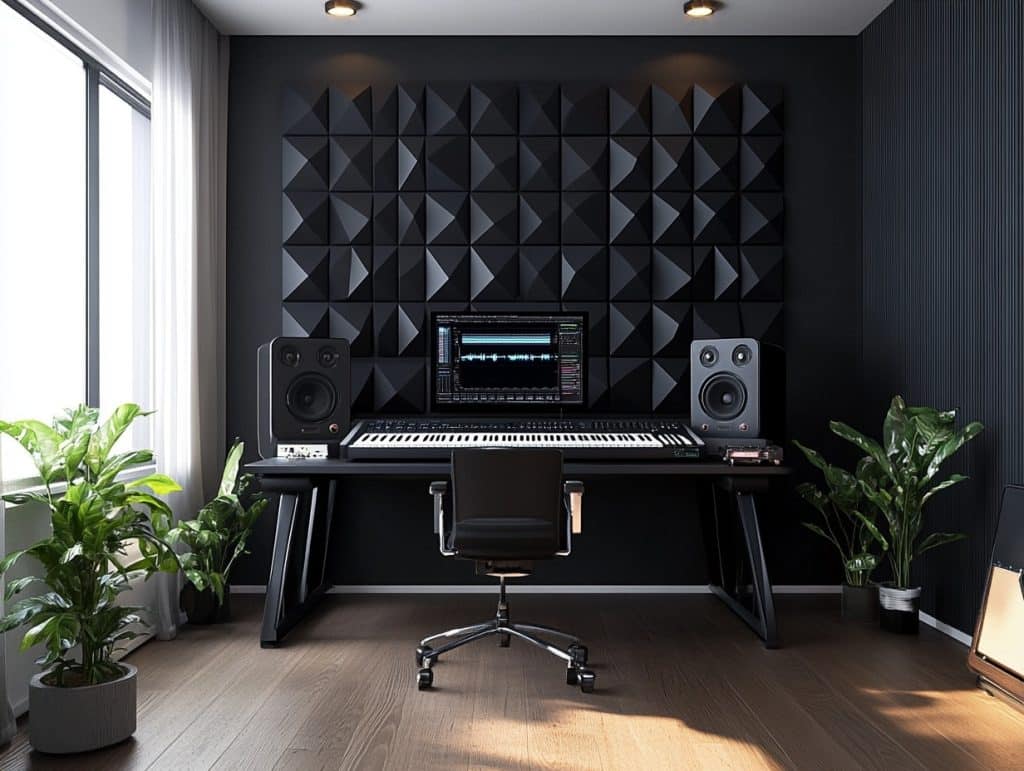 Black with Soundproof Panels for a Modern Studio