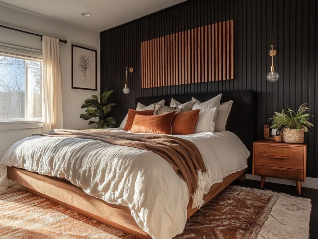 Black with Vertical Wood Slats for Texture