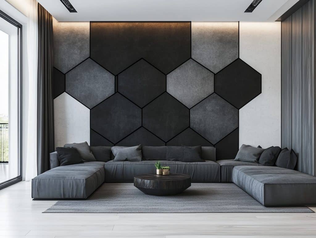 Geometric Patterns Using Black and Gray Paint
