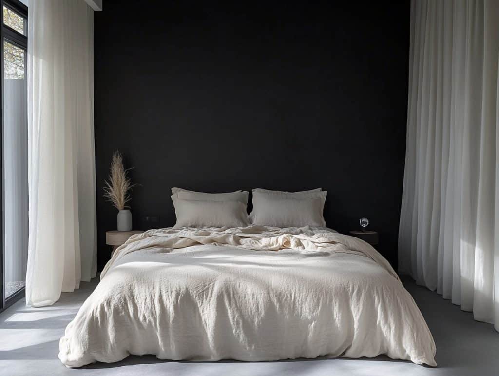 Minimalist Black Headboard Accent Wall