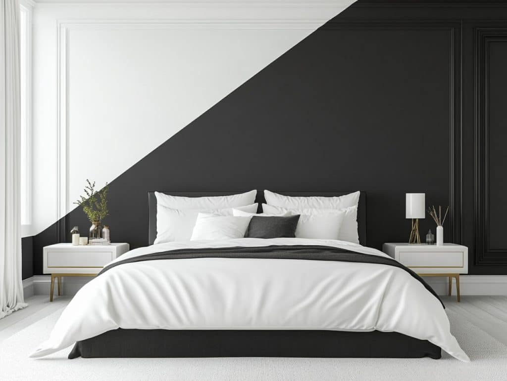Two-Tone Wall with Black on the Bottom and White on the Top