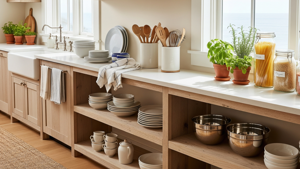 Create a Casual, Lived-In Feel by Leaving Kitchen Essentials Visible