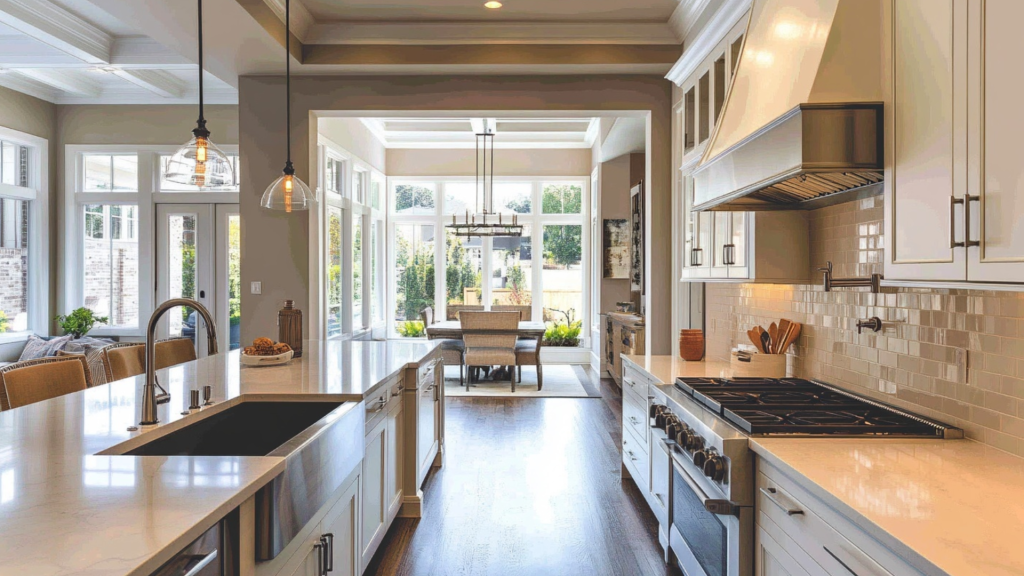 Galley Kitchen with an Island