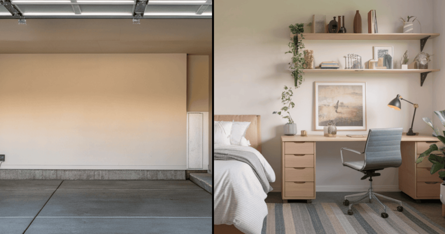 Garage Into Bedroom Before-and-After: Makeovers and Guide - A House in ...