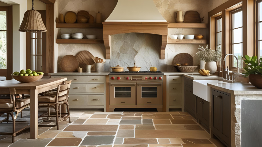 Natural Stone Flooring for a Coastal, Earthy Feel