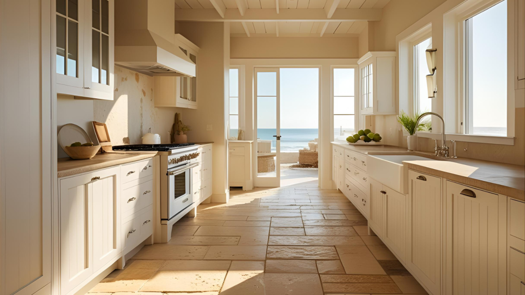 Natural Stone or Ceramic Flooring in Sandy Tones