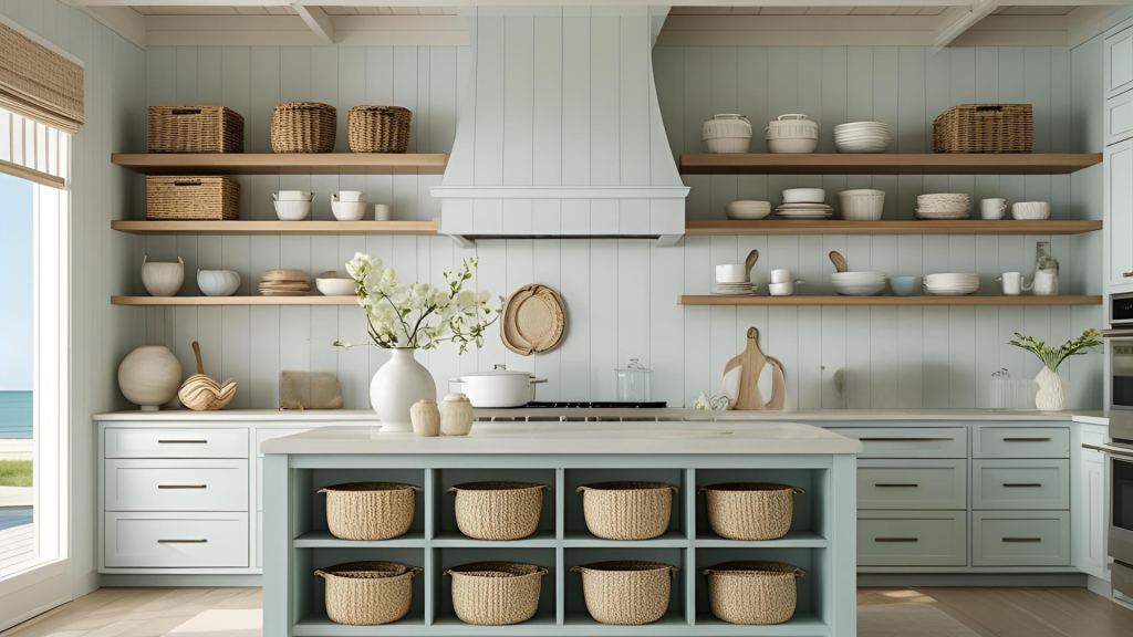 Open Shelving Under the Island for Storage