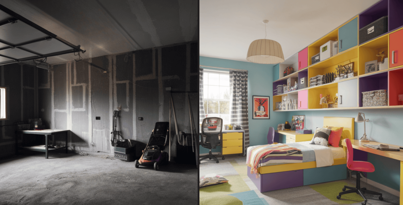 Garage Into Bedroom Before-and-After: Makeovers and Guide - A House in ...