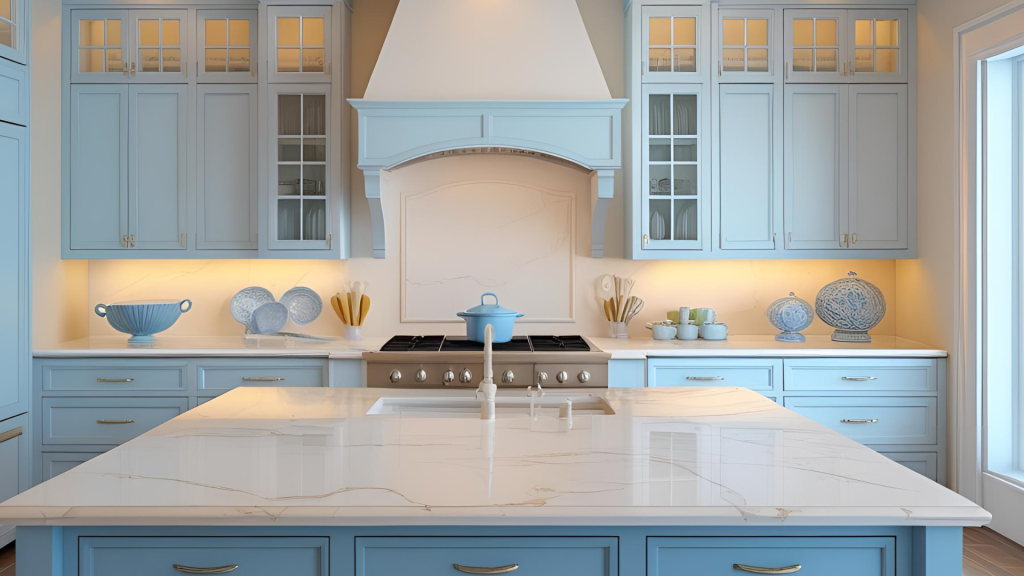 White Marble Countertop for Coastal Style