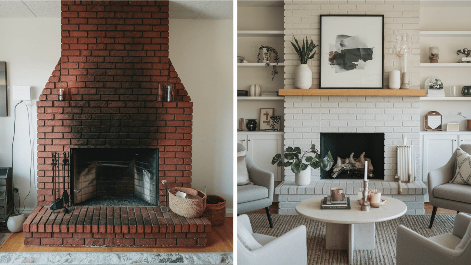 Brick Fireplace Makeover: Before and After
