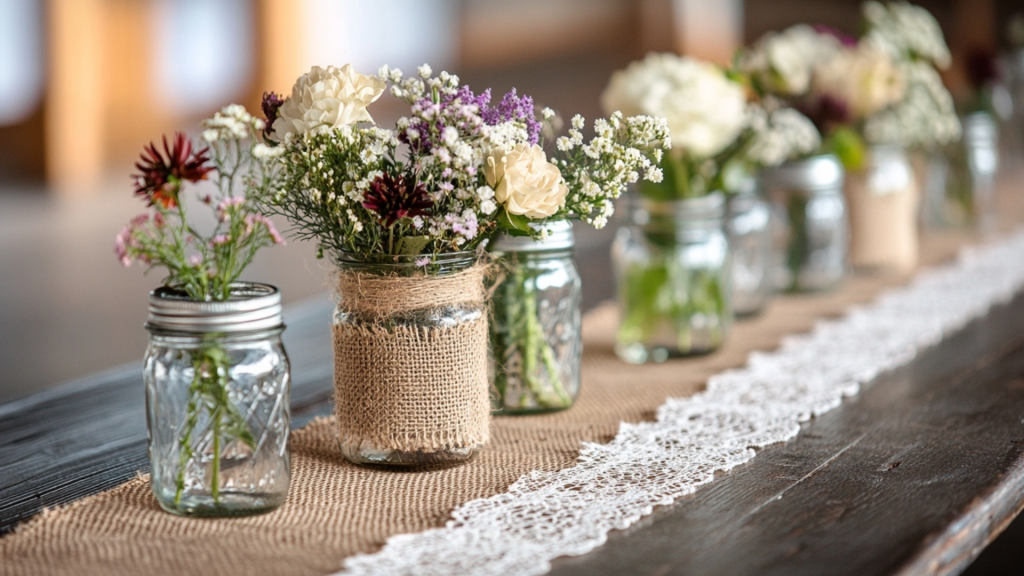 Burlap and Lace Table Runner