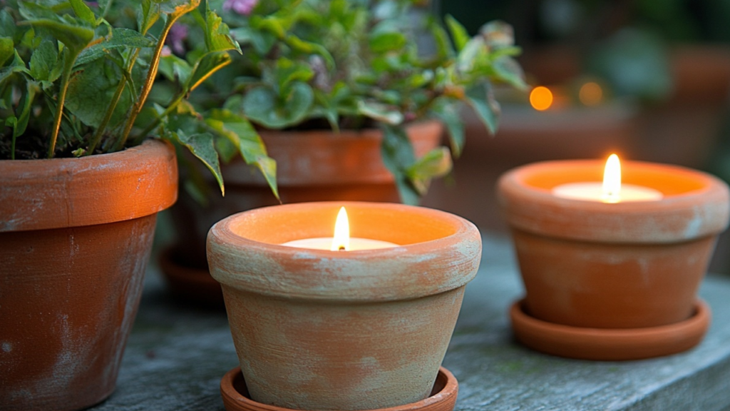 DIY Clay Pot Candle Holders