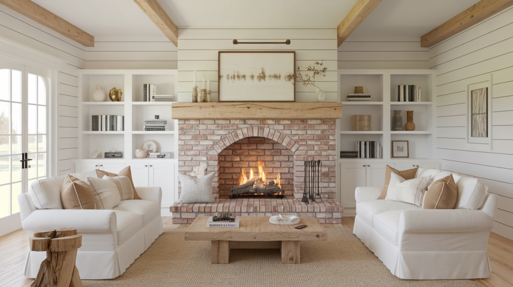 Fireplace with Stone Accents