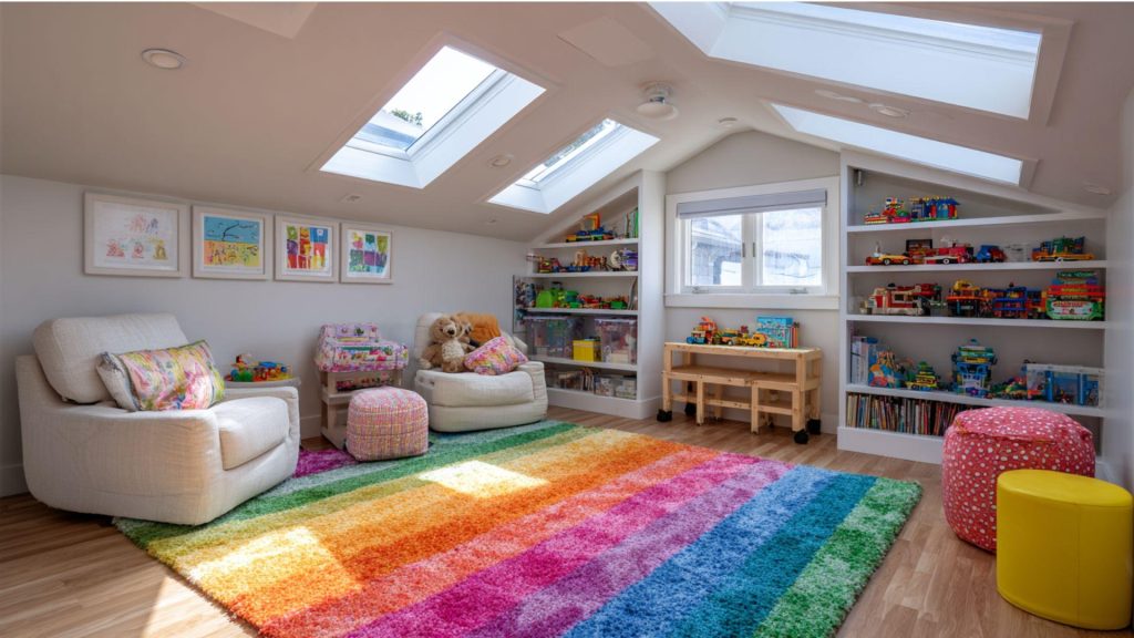 Kids’ Playroom With Skylights