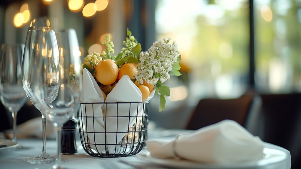Modern Wire Basket Centerpiece