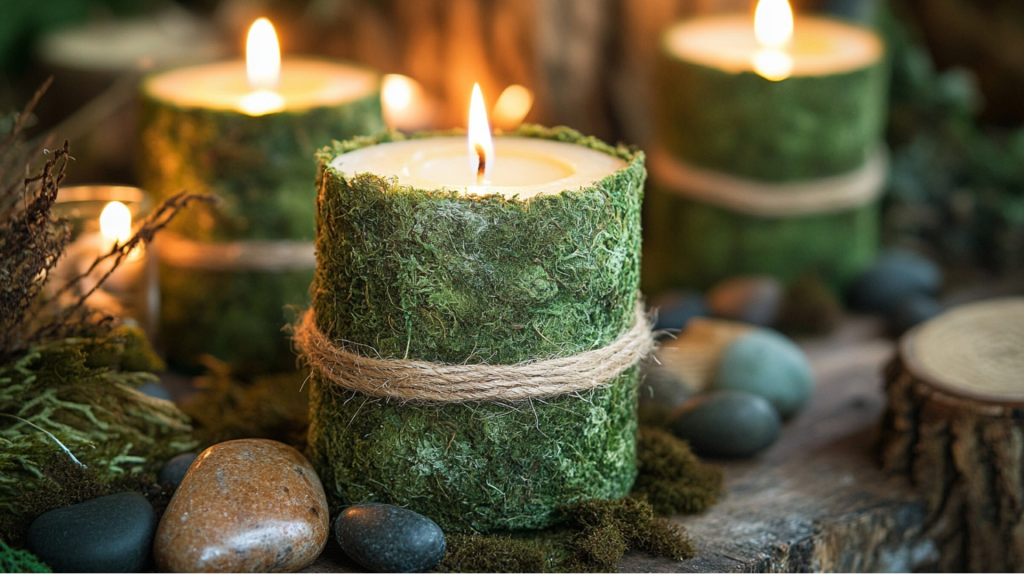 Moss-Wrapped Candles