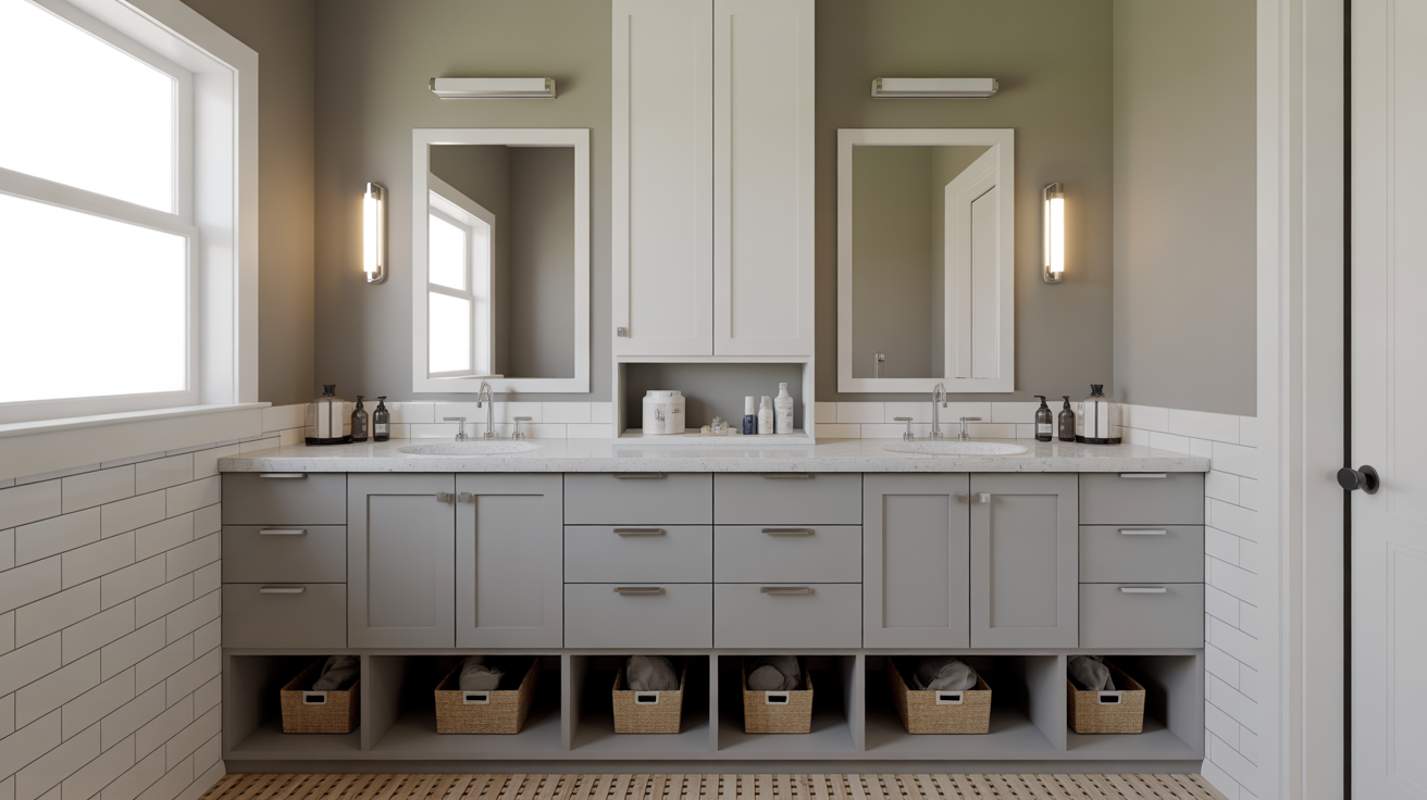 Neutral & Modern Shared Boys Bathroom