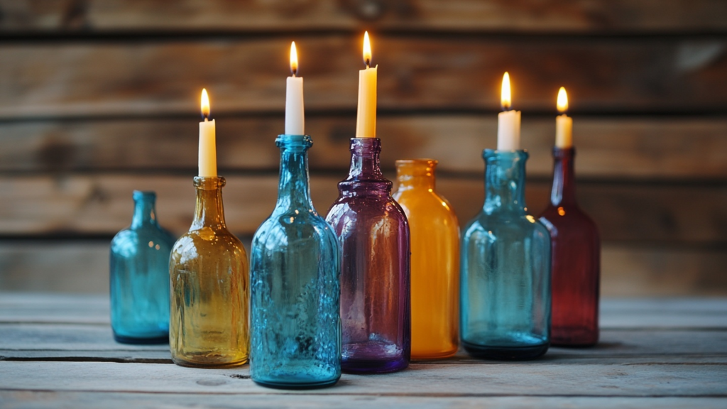 Recycled Bottle Candle Holders