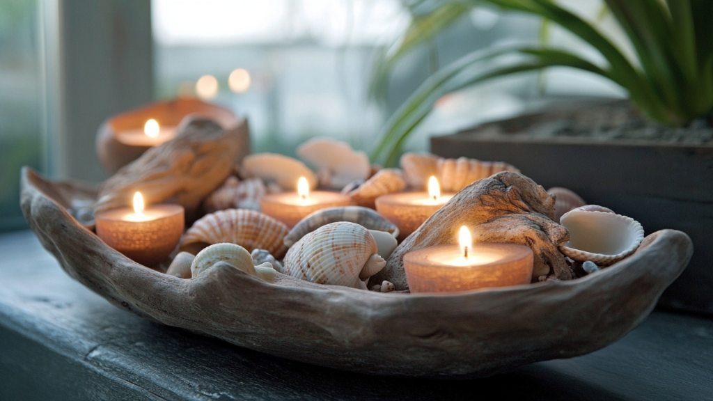 Seashell and Driftwood Display