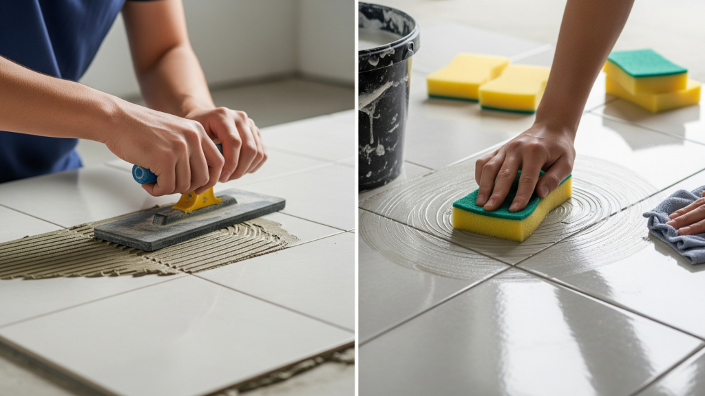 Apply Grout and Clean in Sections