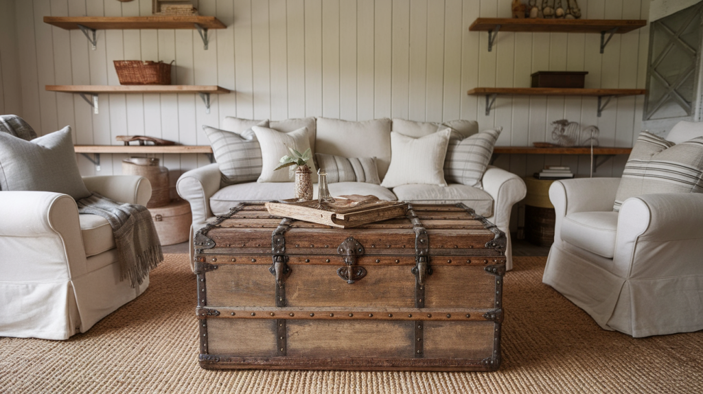 Wooden Trunk as Coffee Table