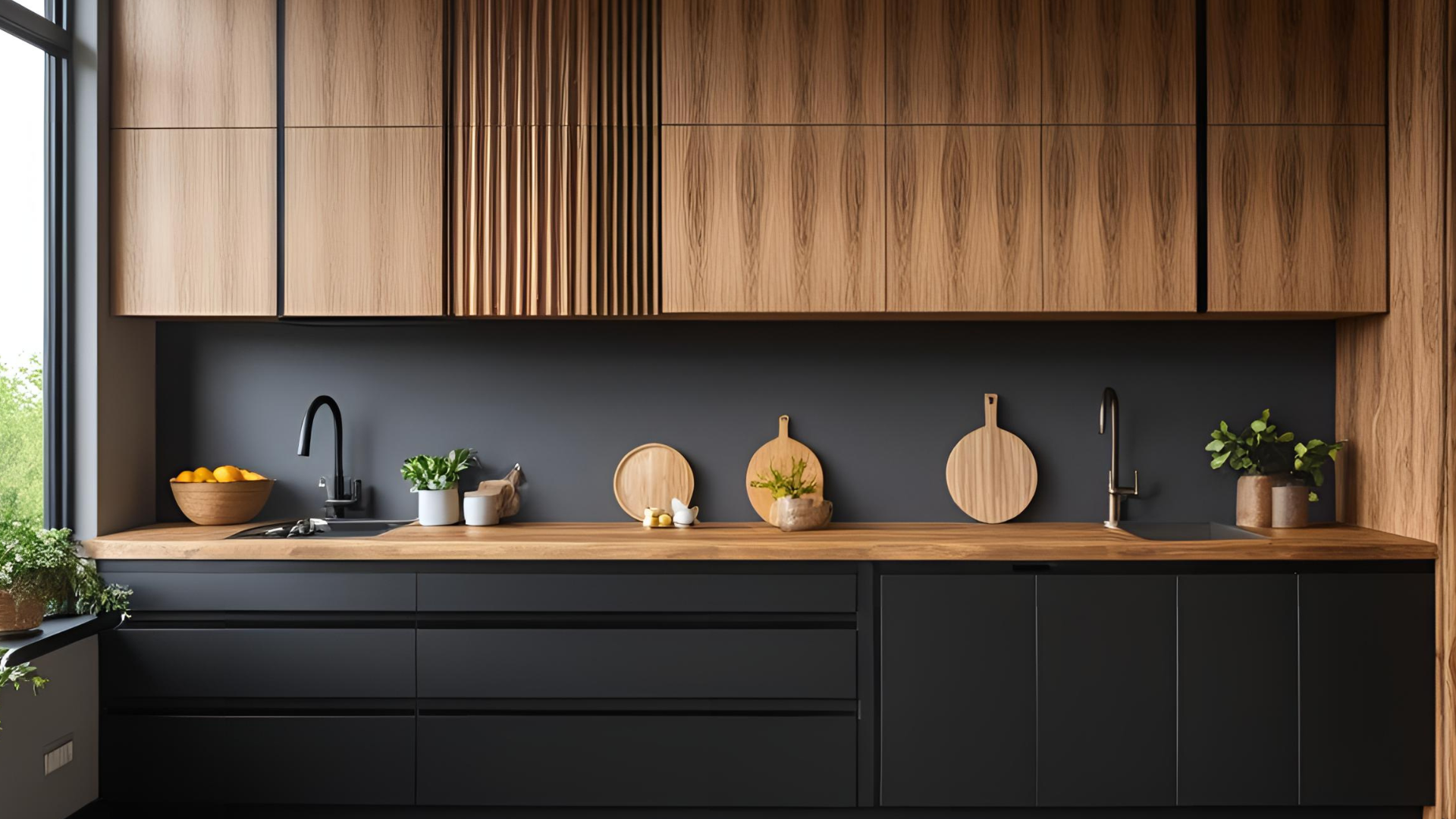 black-wooodgrain-cabinets