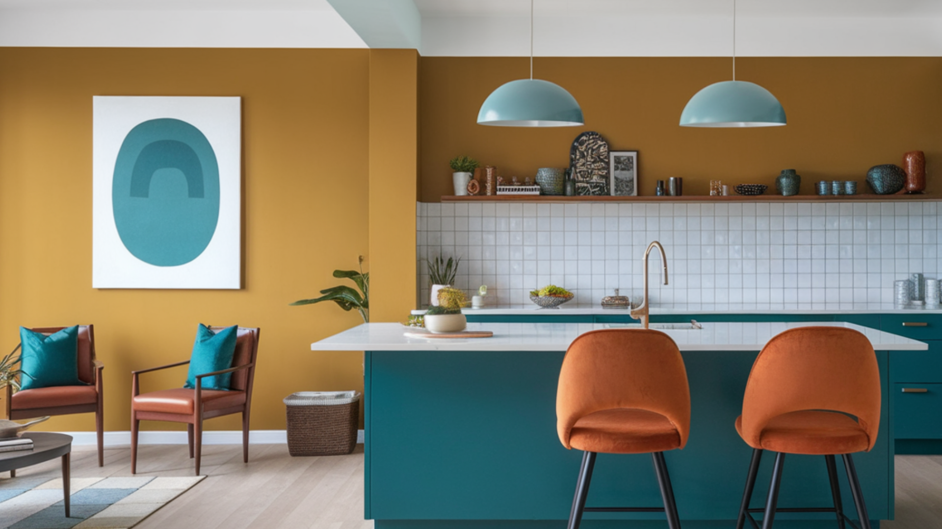 bold-color-for-mid-century-kitchen