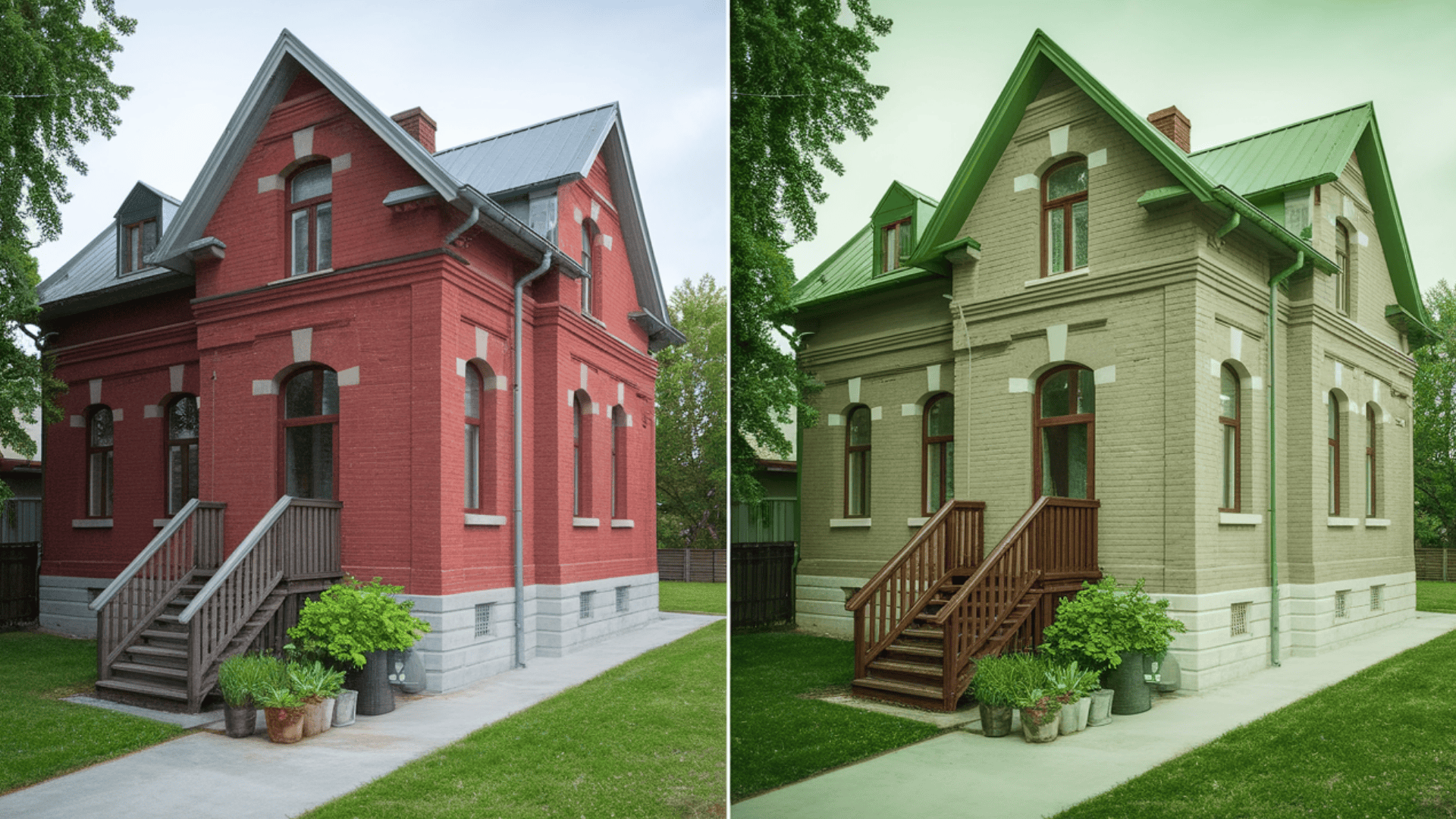 Red Brick to Light Olive Green