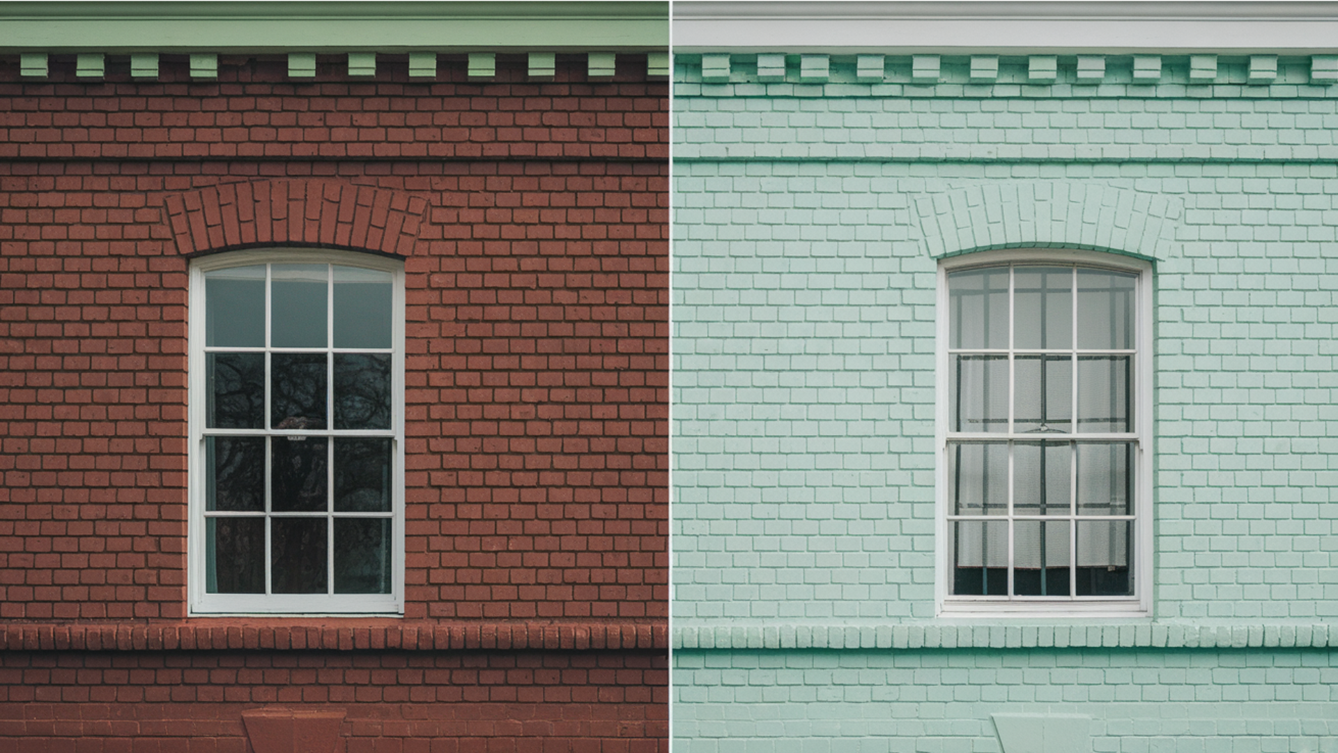 Red Brick to Pale Mint Green