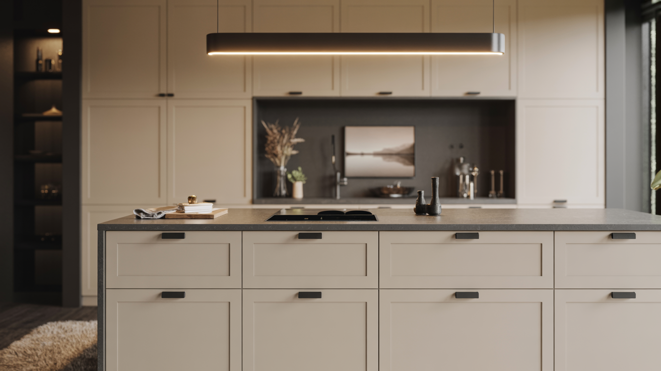 beige gray with black accents