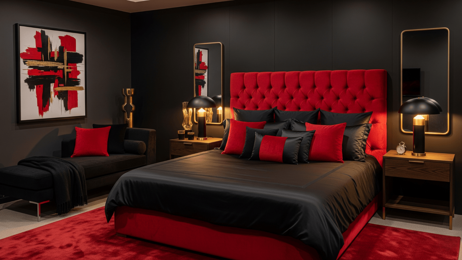 Parent kw luxury red and black bedroom