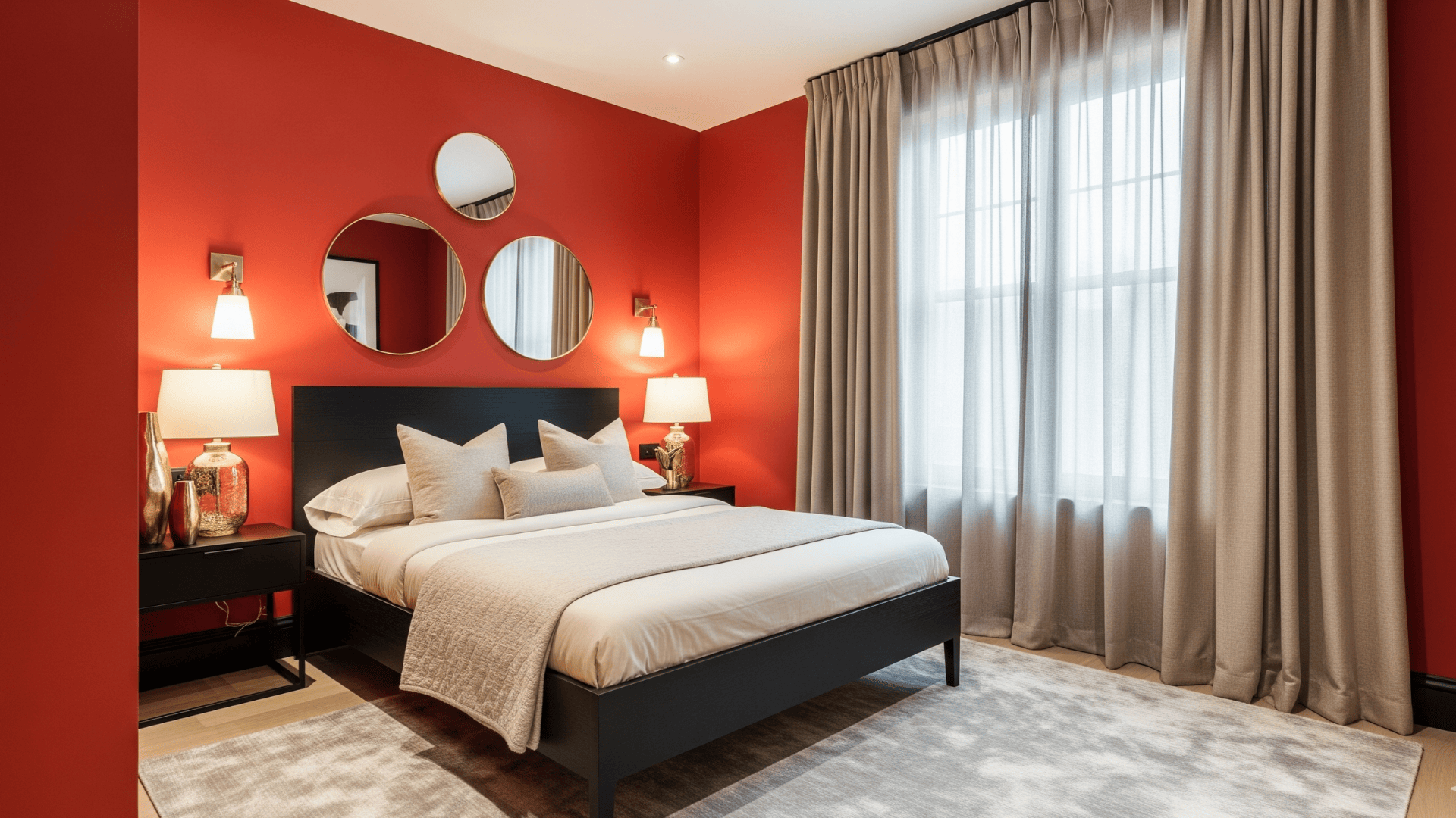 balancing red with black and neutral accents