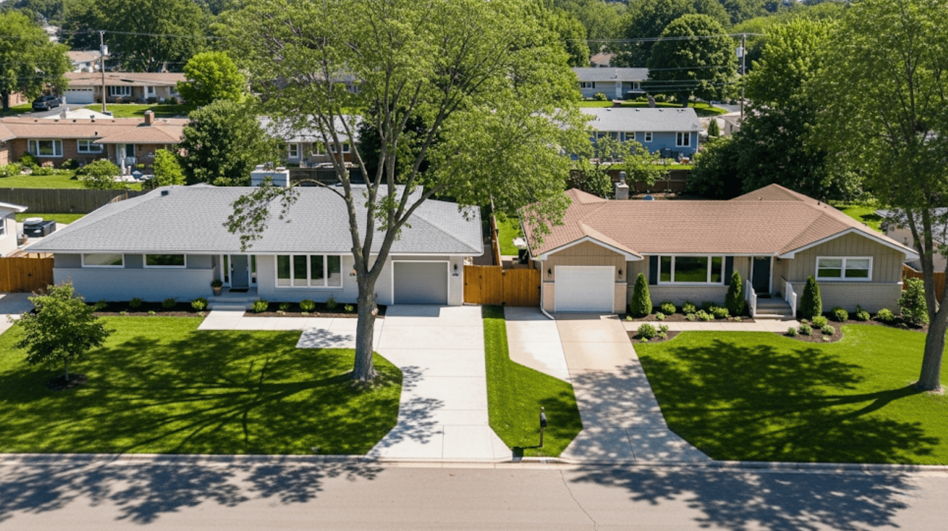 modern white ranch house