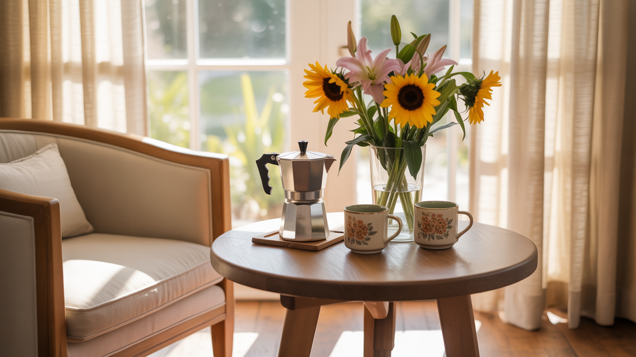 sunroom coffee corner