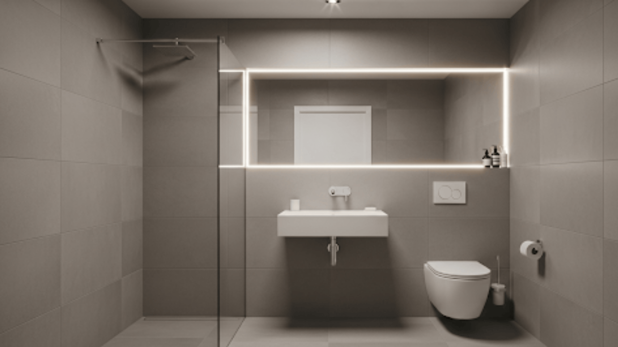 6 keep it cohesive with matching wall and floor tiles