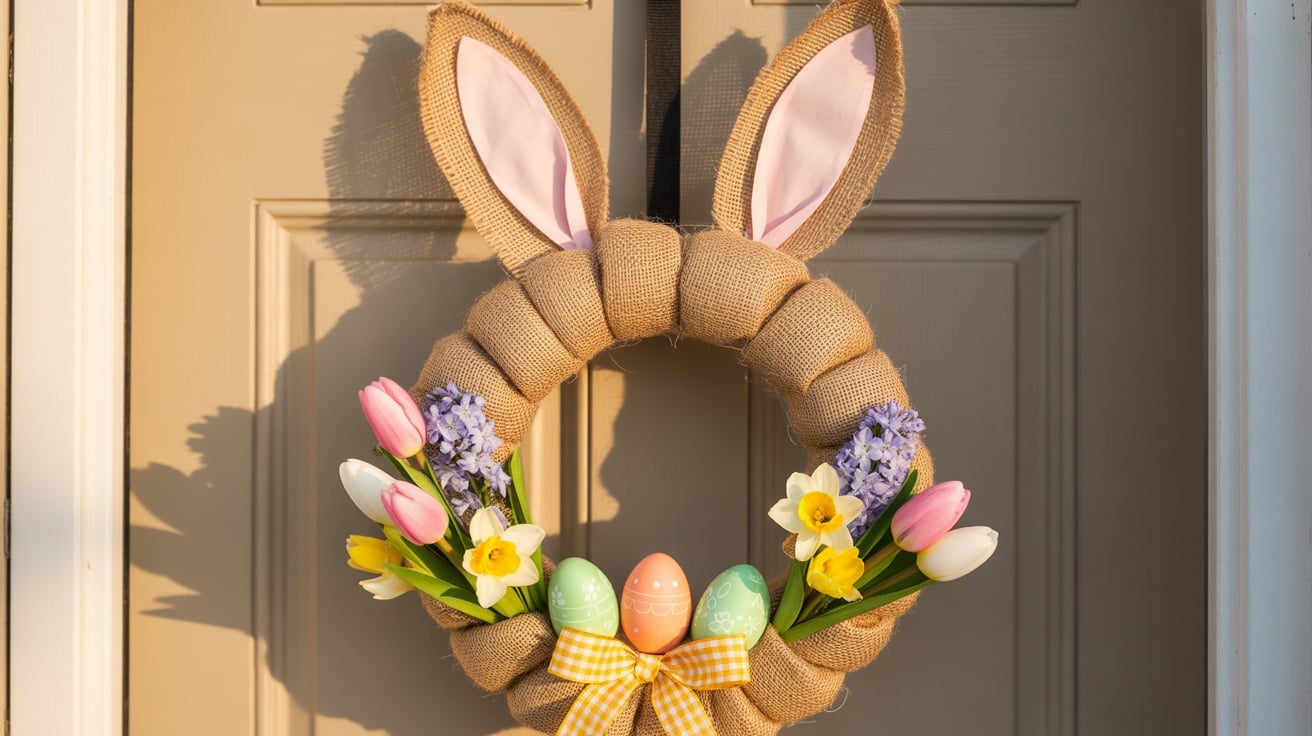 Burlap Bunny Wreath