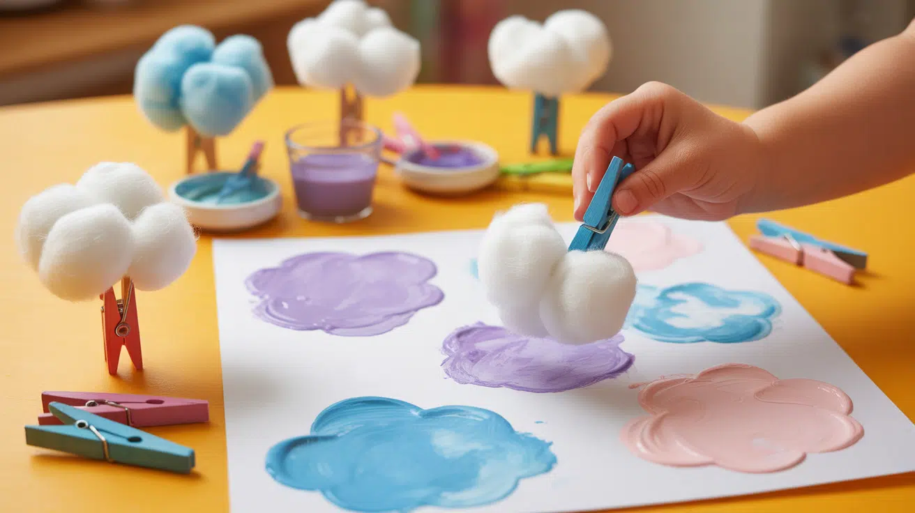 Cotton Ball Cloud Painting