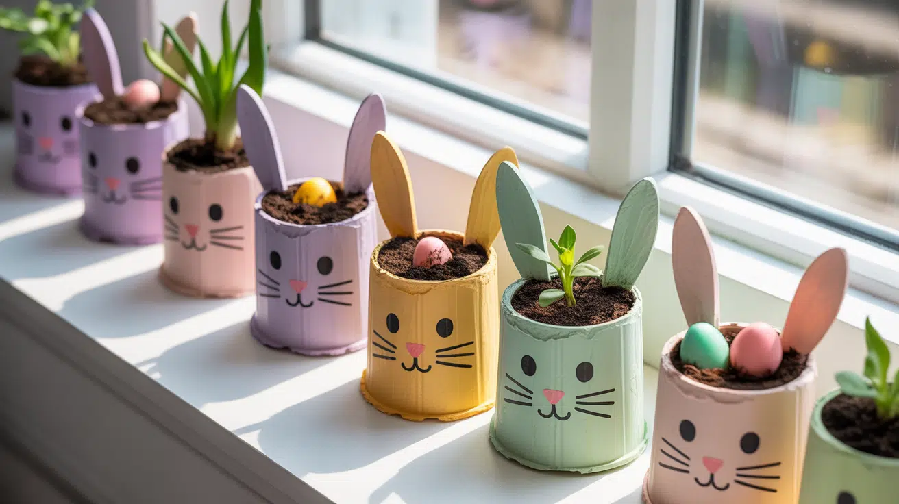Egg Carton Bunny Planters