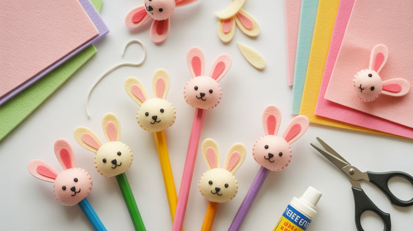 Felt Bunny Pencil Topper