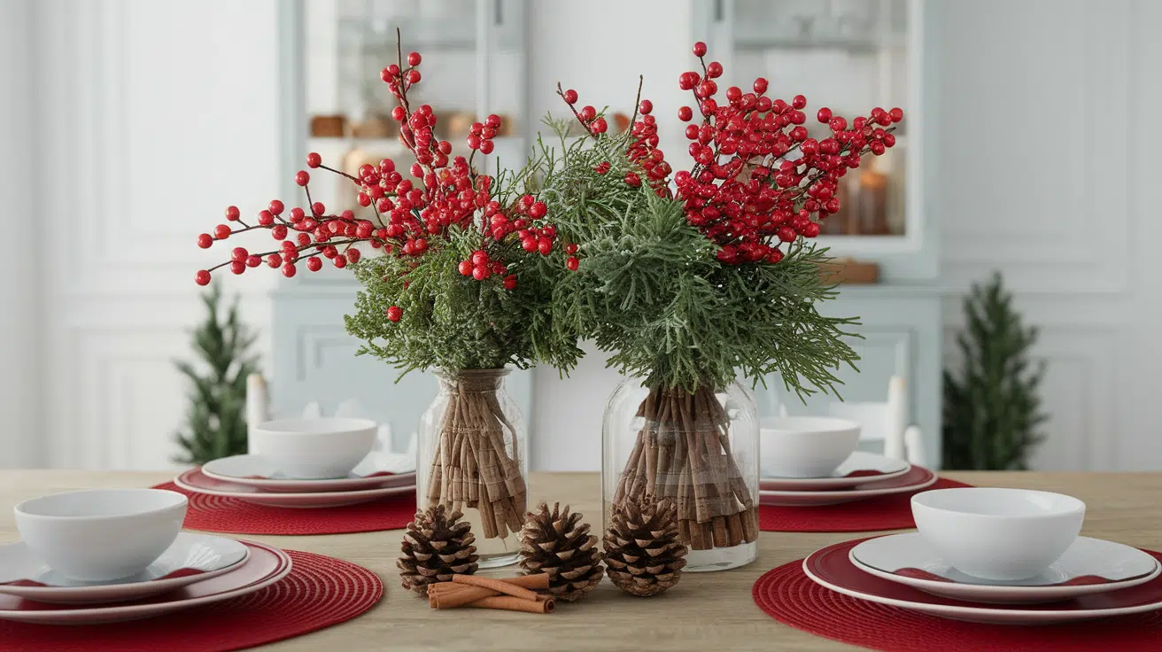 Fill Vases with Red Berries