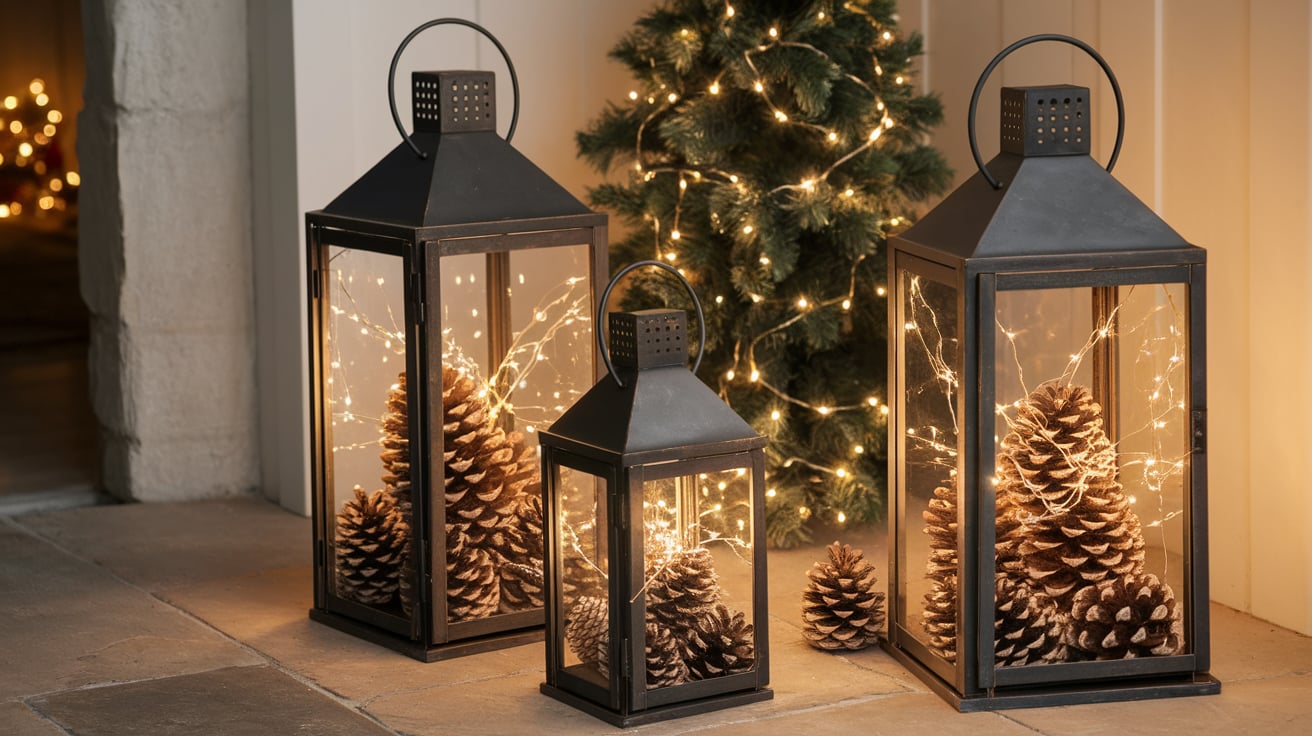 Lanterns Filled with Pinecones
