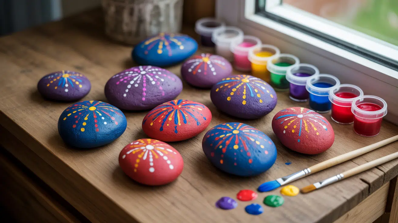 Painted Firework Rocks