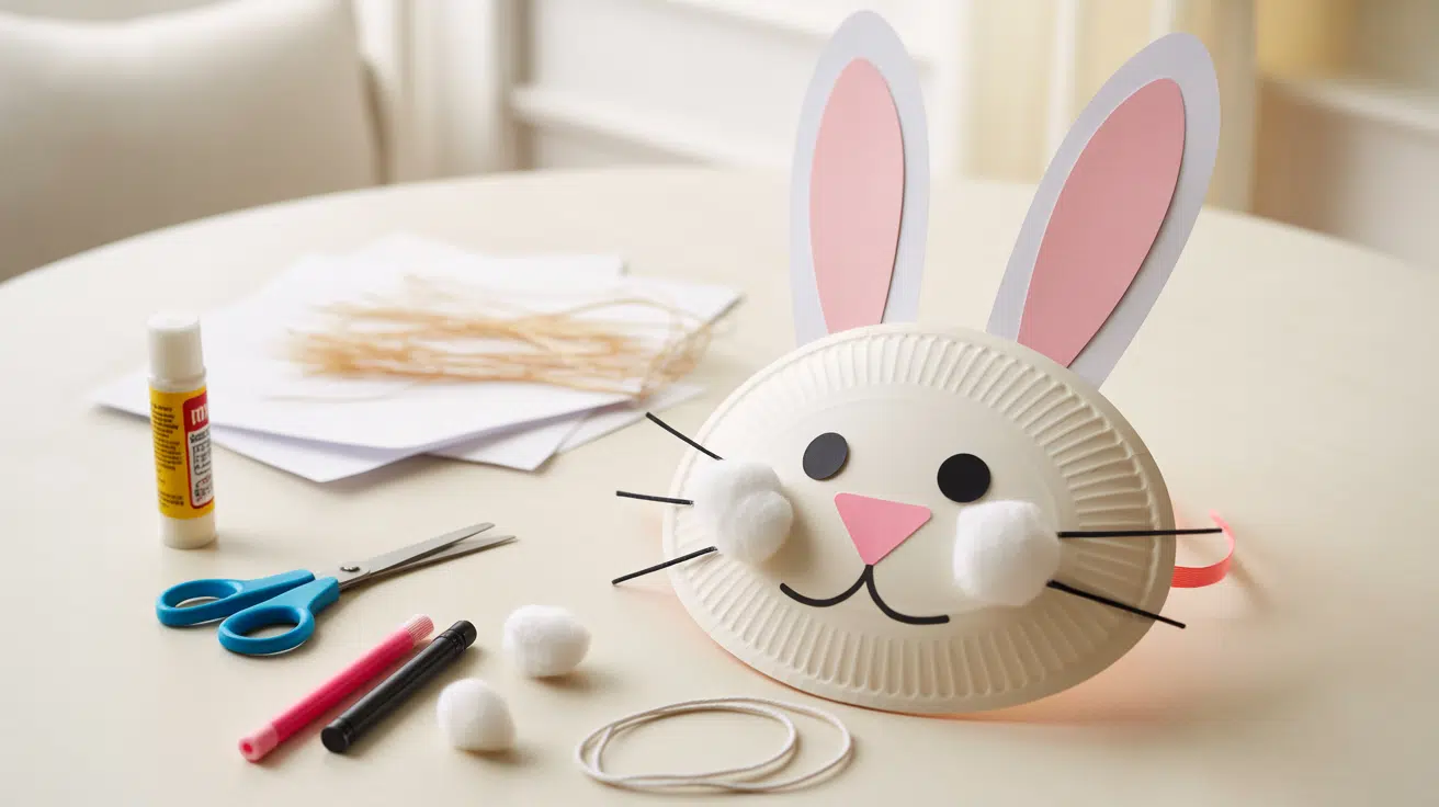 Paper Plate Bunny Mask