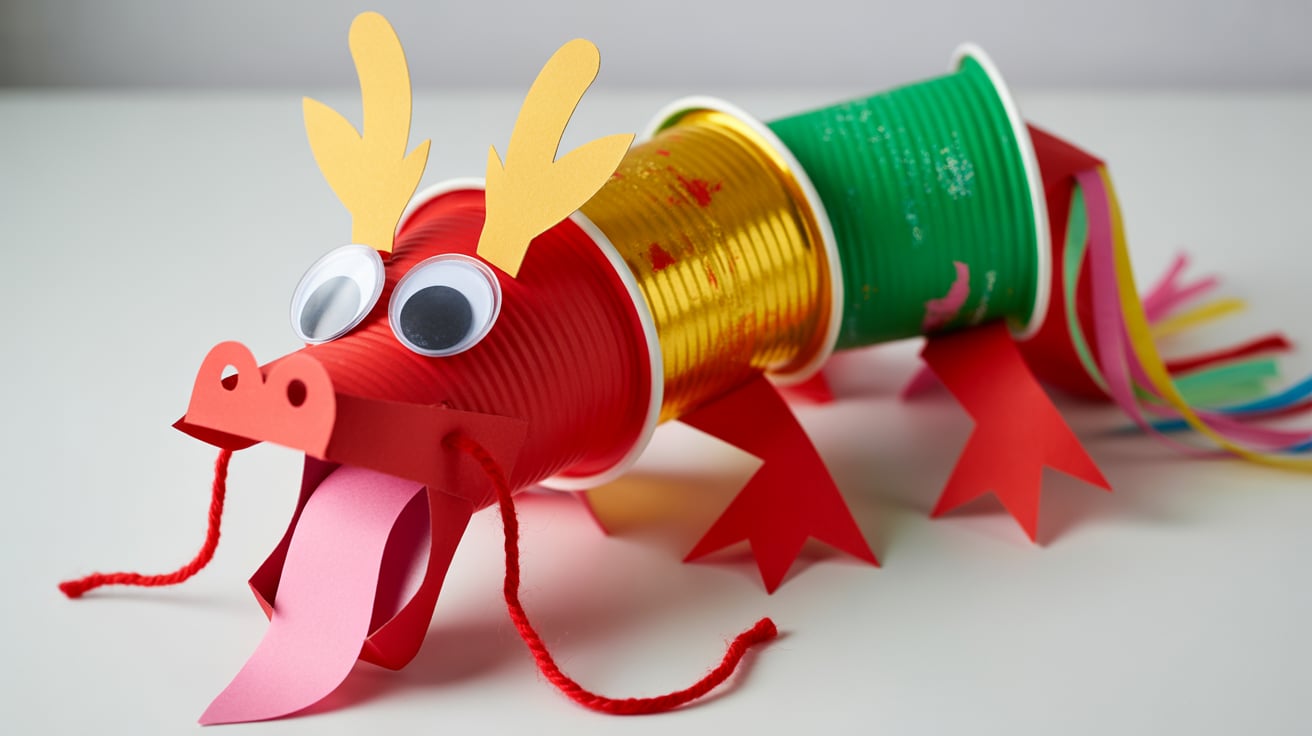 dragon puppet paper cups