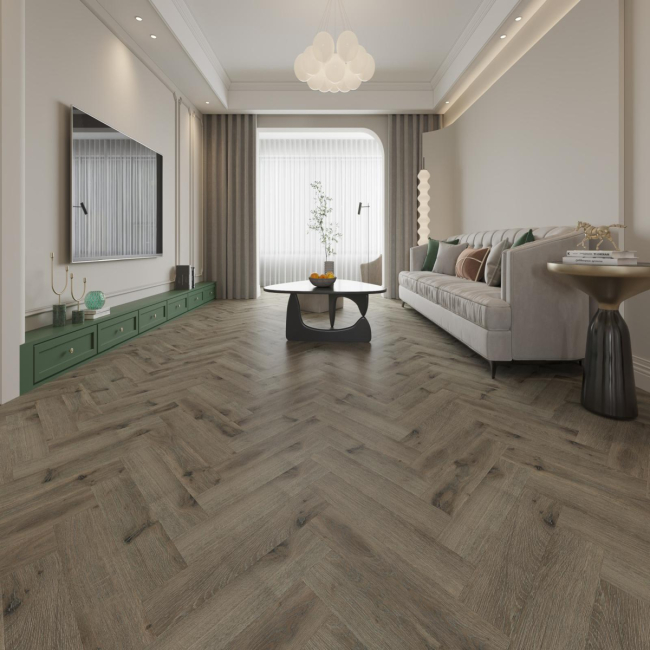 Vintage herringbone Cappuccino oak 12mm v groove laminate flooring