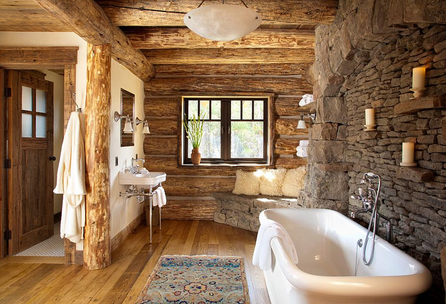 Bathroom with Natural Stone and Wood