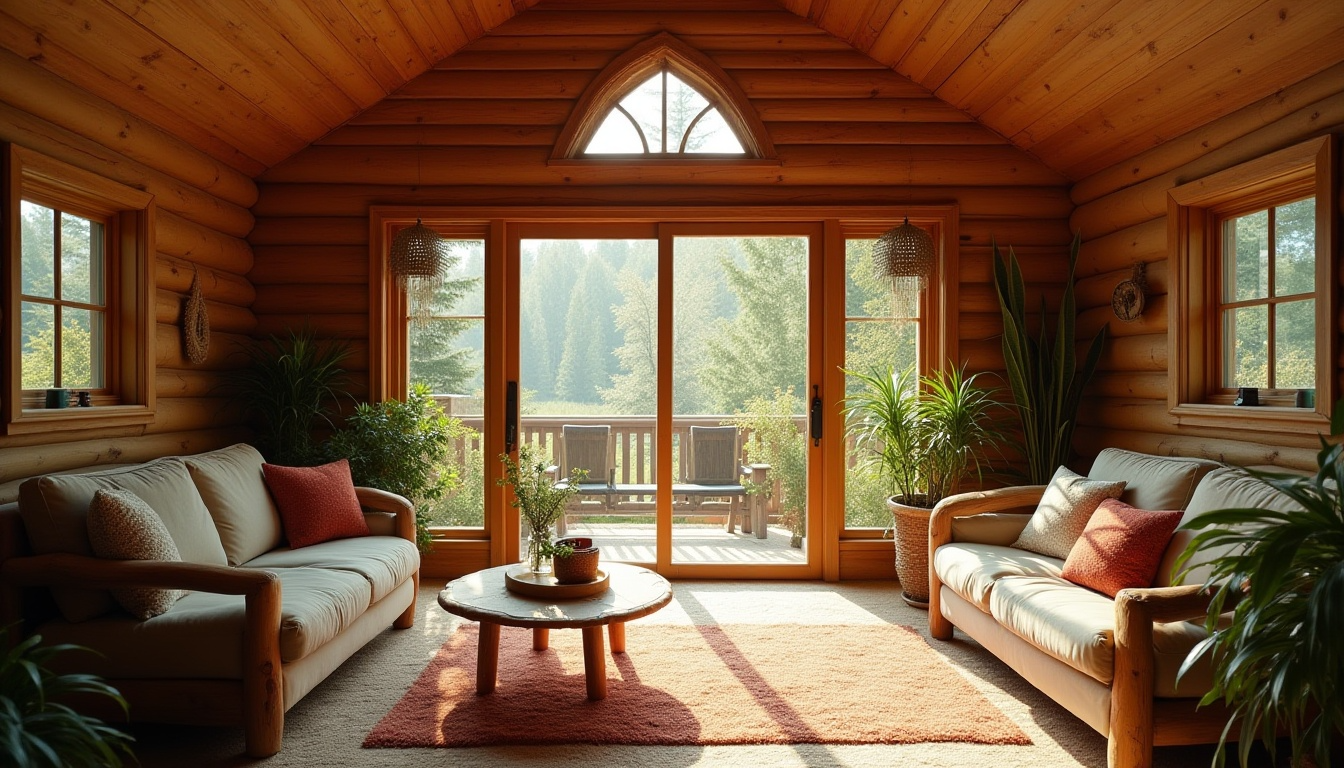 Nature Organic Biophilic Log Cabin Interior