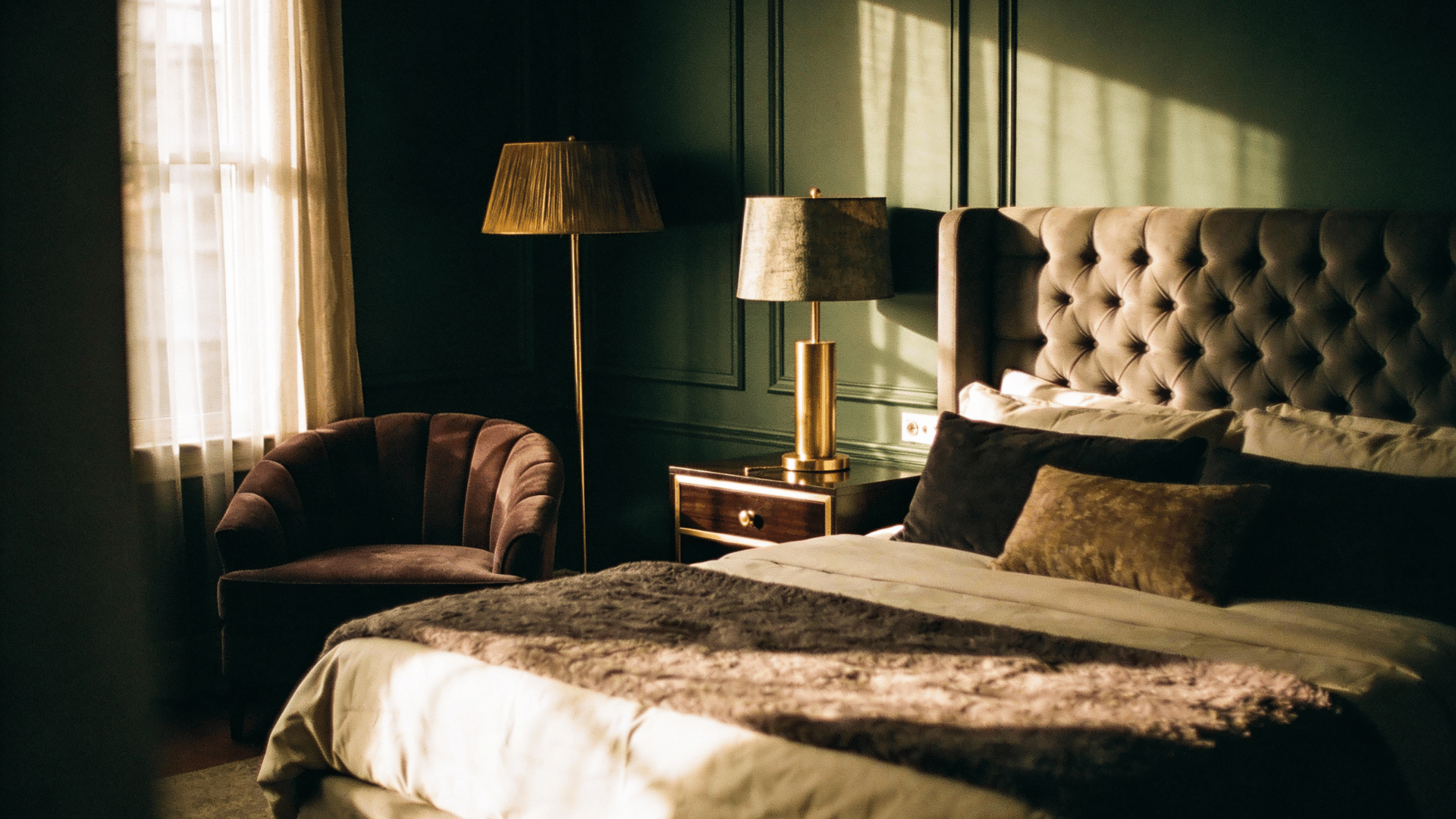 deep sage green walls for a moody bedroom