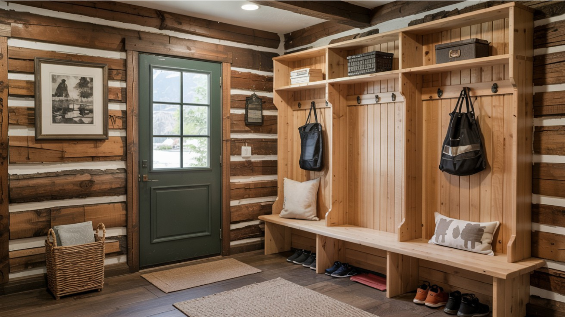 entryway with buitin bench storage