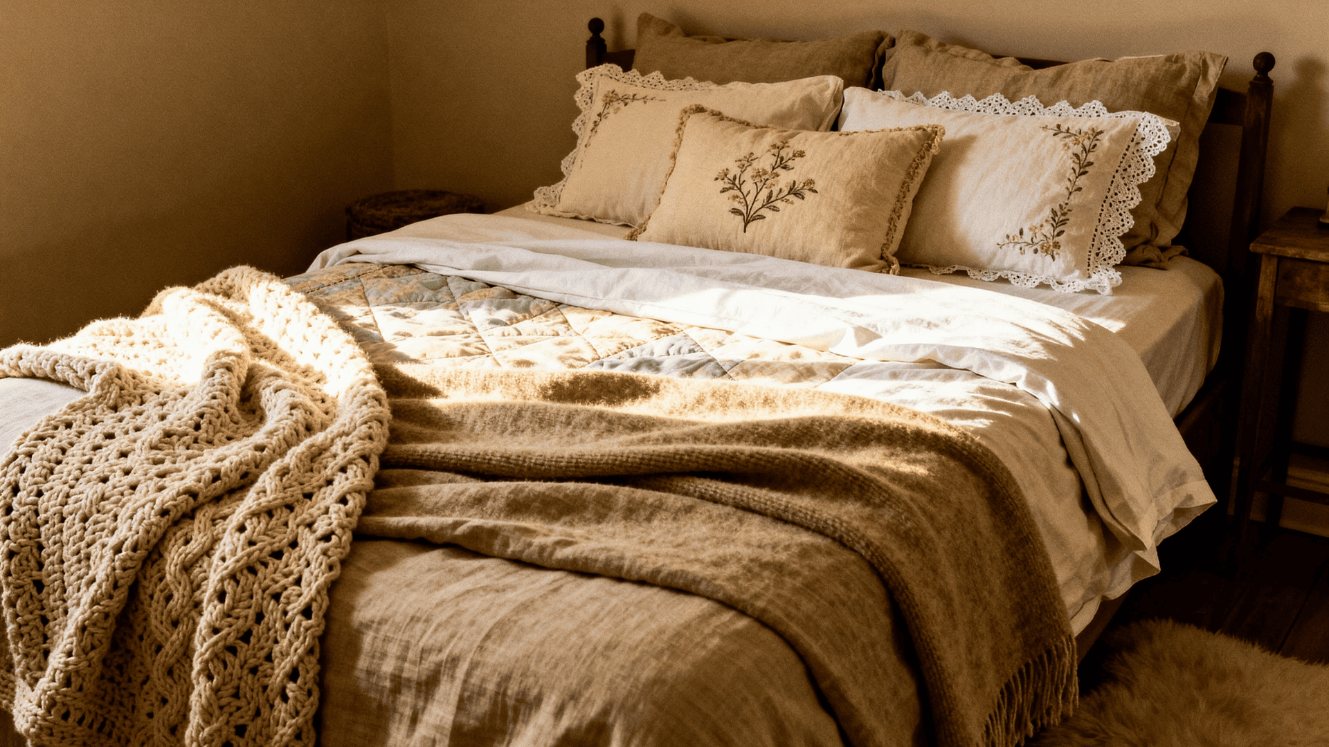 layer natural textiles on your bed